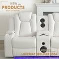 thumbnail image 5 of Power Reclining Loveseat with Zero Gravity, Faux Leather Recliner Couch with Bluetooth Speakers, USB Ports, LED Lights, Console, Cup Holders, White, 5 of 6