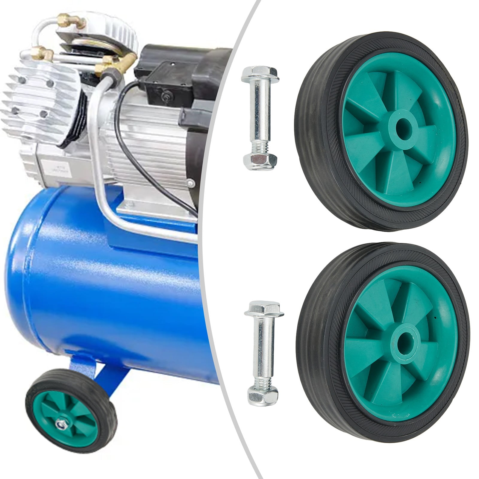 2Pc Green Air Compressor Wheel Replacement Caster Silent 5 Inch Shockproof