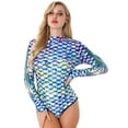 thumbnail image 7 of renvena Women's Long Sleeve Rash Guard Mermaid Print Zipper Surfing Suit Swimsuit Wetsuit Bodysuit, 7 of 7