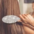 thumbnail image 3 of Hair Brush Grey Embroidery Cushion Base Hair Brushes Touch Paddle Double Sided Pattern Oval Hairbrush, 3 of 7