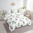 thumbnail image 3 of Manfei Cartoon Penguin Child Bedding Comforter Set 7pcs, Gold Stars Print Queen Bedding Sets, Kawaii Antarctic Animal Reversible Queen Sheet Sets, Super Cozy Room Decor, 3 of 7