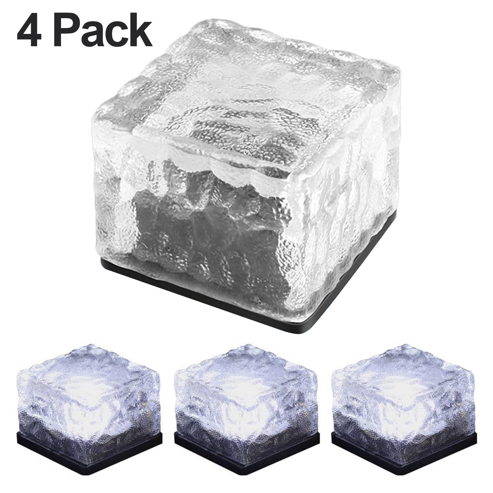 Solar Ice Cube Lights 4Pack LED Lights IP65 Waterproof Brick Light Lamp for Outd