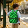 thumbnail image 6 of Green and Black Wavy Checkered 17" School Backpacks for Teens,Waterproof Oxford Fabric,S-Shape Padded Straps for School,Travel,Hiking,Camping, 6 of 6