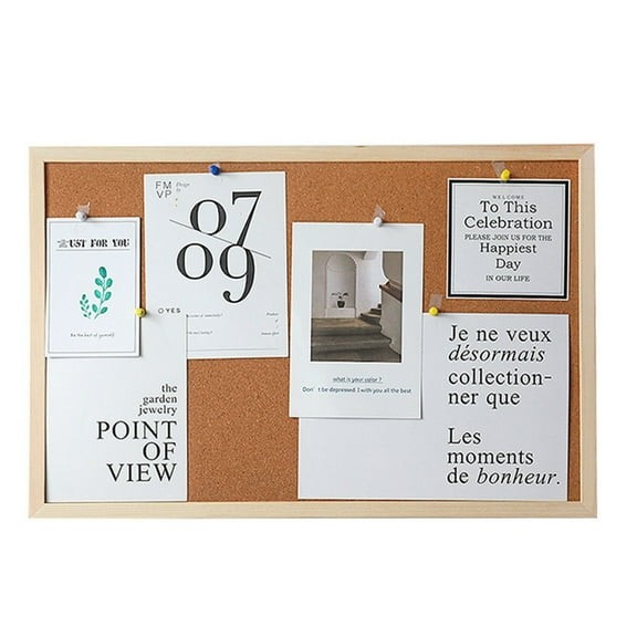 Cork Board Set - Bulletin Corkboard 16 x 12 inch Framed- Small Wall Hanging Message Memo Pin Tackboard Organizer for Home, Office, Desk and Cubicle