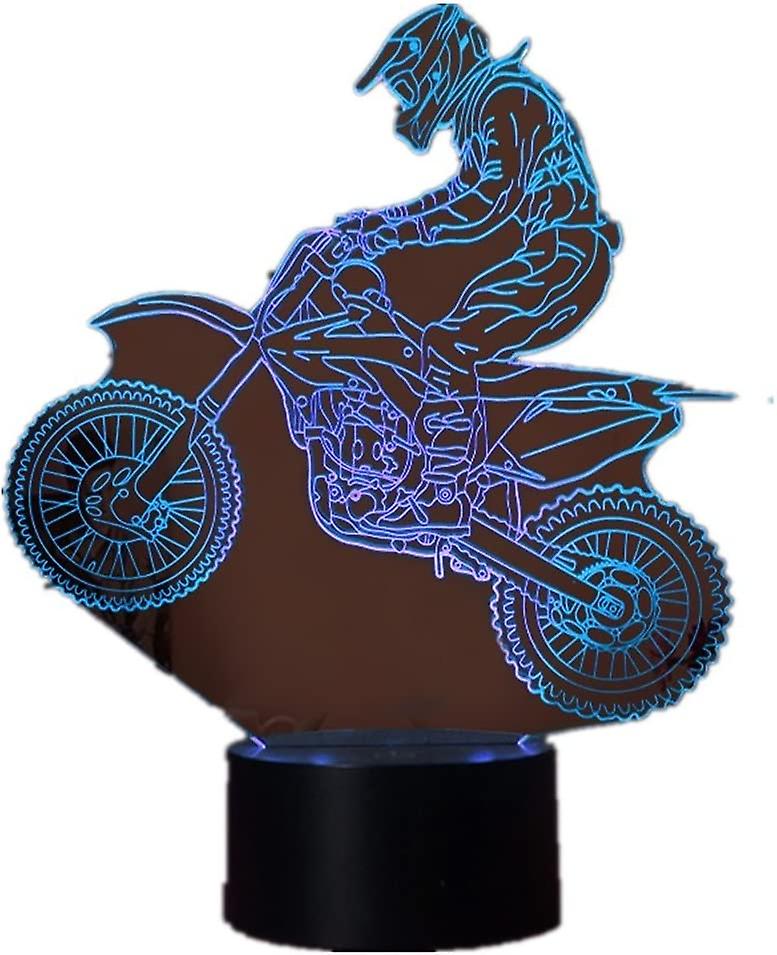 Shxx 3d Motocross Bike Night Lights Novelty 3d Table Lamp Usb 7 Colors