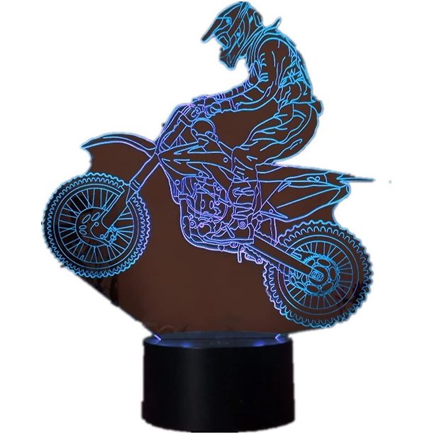 Shxx 3d Motocross Bike Night Lights Novelty 3d Table Lamp Usb 7 Colors