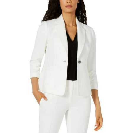 Kasper Womens Petites Suit Separate Business One-Button Blazer White 12P