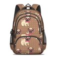 thumbnail image 2 of Pug and Glasses Brown Pattern Backpack for School, Cute School Bag with Adjustable Shoulder Straps and Padded Back, 16.9"x12.6"x5.9", 2 of 5