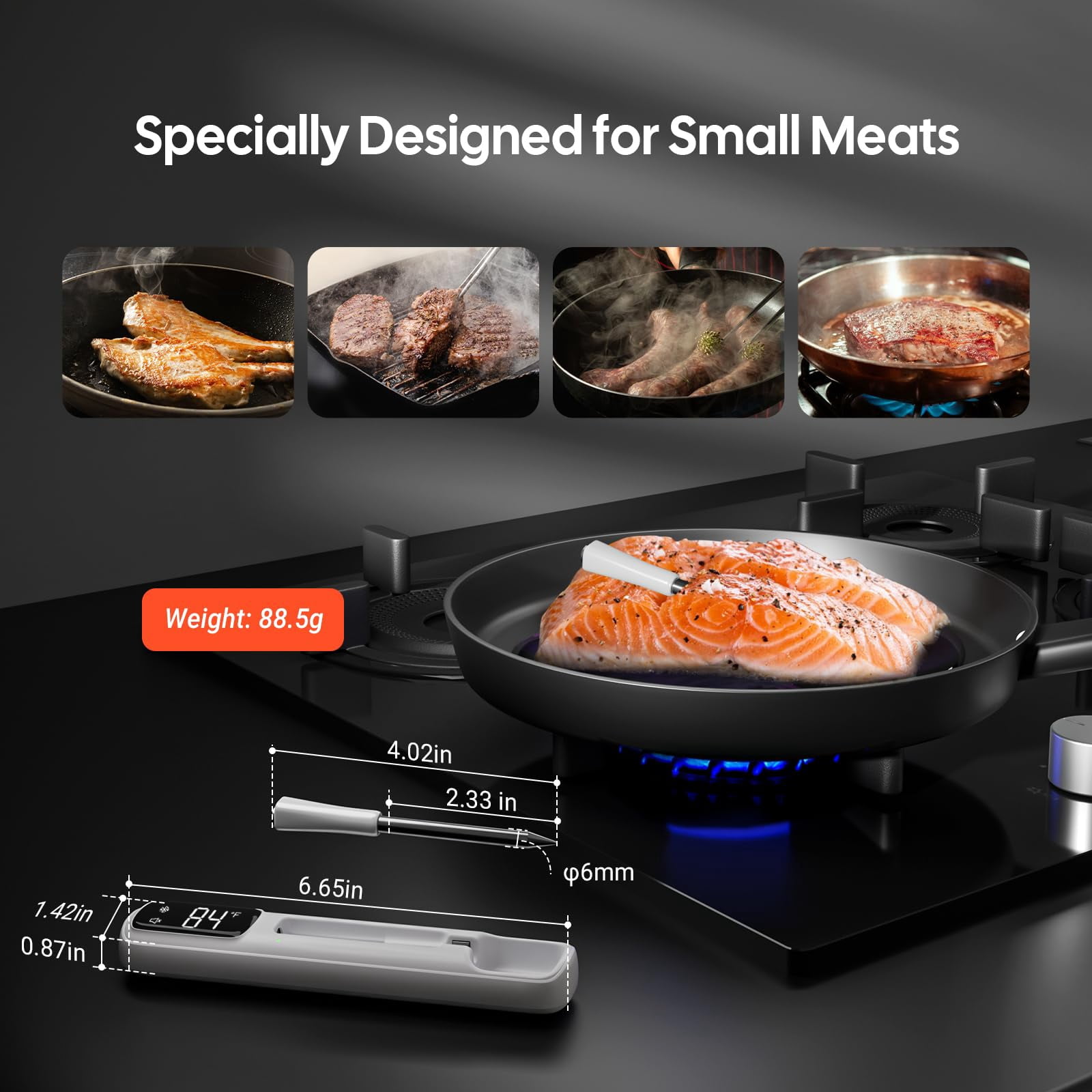 INKBIRD Mini Wireless Meat Thermometer Ideal for Small Meals , Bluetooth 5.4,1000ft/305m Ultra Long Connection, White LED Display, for BBQ, Grill, and Smoker