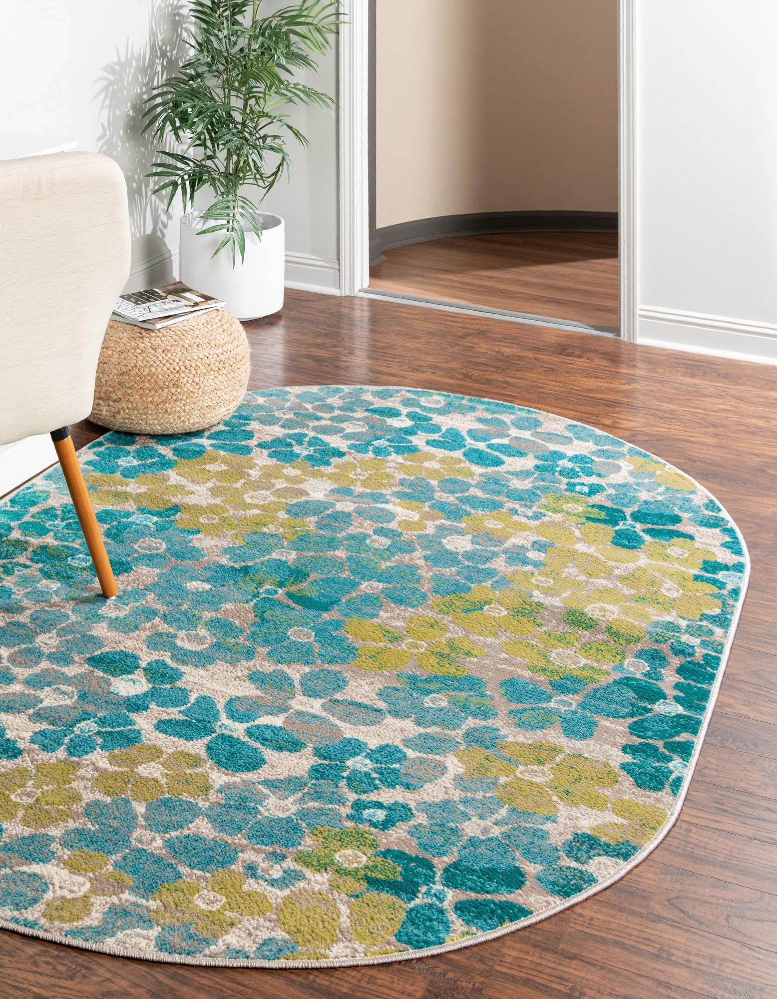 Rugs.com Azalea Collection Rug – 8' x 10' Oval Blue Medium Rug Perfect ...