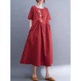 thumbnail image 4 of Robe Ample pour Femmes avec Poches Manches Courtes Robe Décontractée de Vacances, 4 of 8