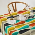 thumbnail image 2 of Mid Century Tablecloth, Modern Drop Shape Retro Colors Print Boho Orange Teal Black Geometric Pattern Tablecloth for Kitchen Holiday Dinner Hotel Restaurant, Rectangle(60x120in), 2 of 6