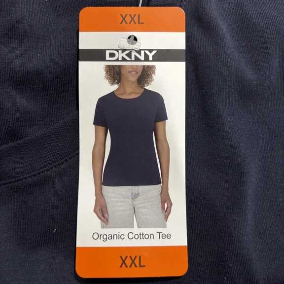 DKNY Women's Cotton Crew Neck Short Sleeve T-Shirt, Navy XXL