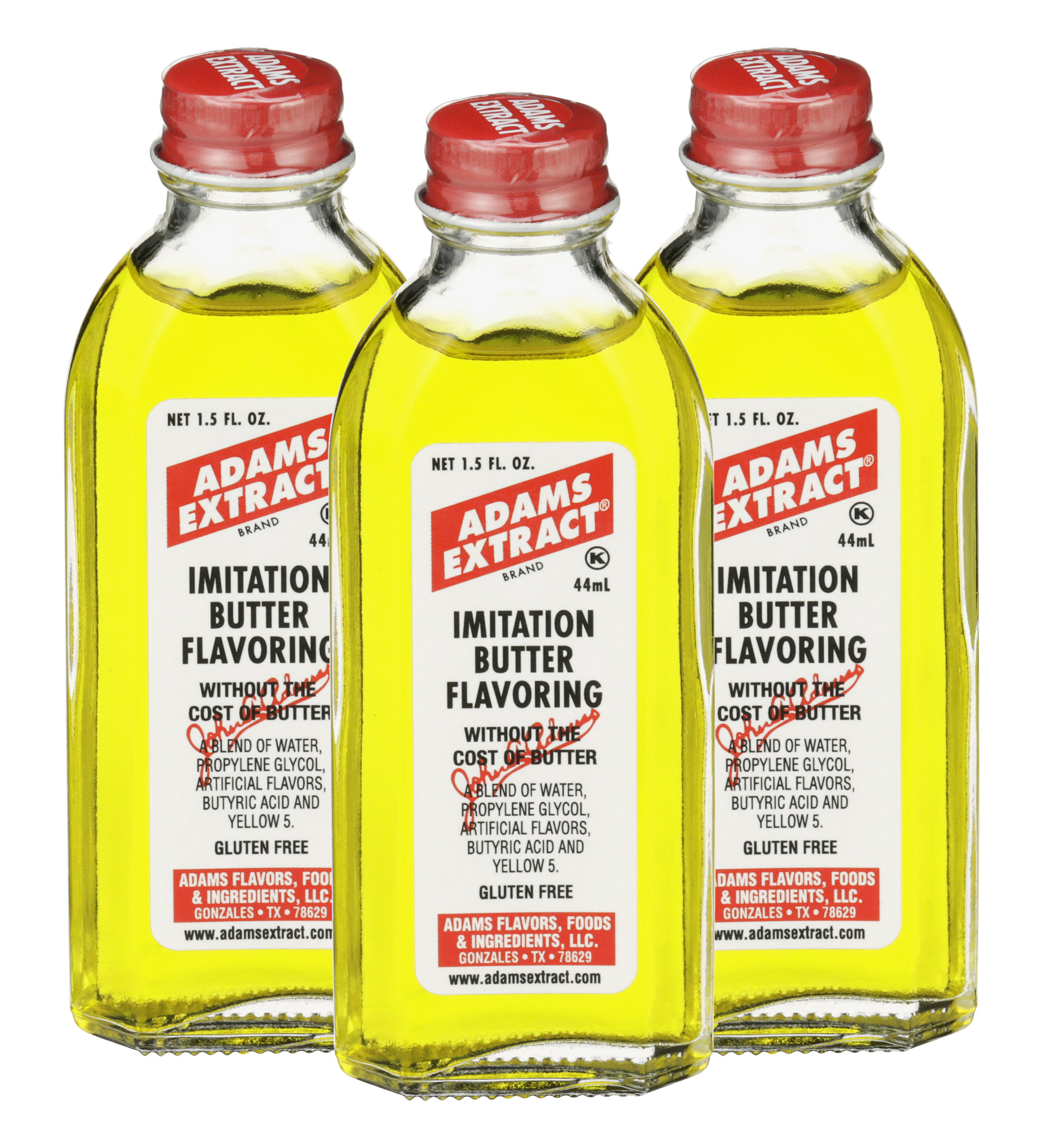 Adams Extract Imitation Butter Flavoring, Gluten Free, 1.5 FL OZ Glass