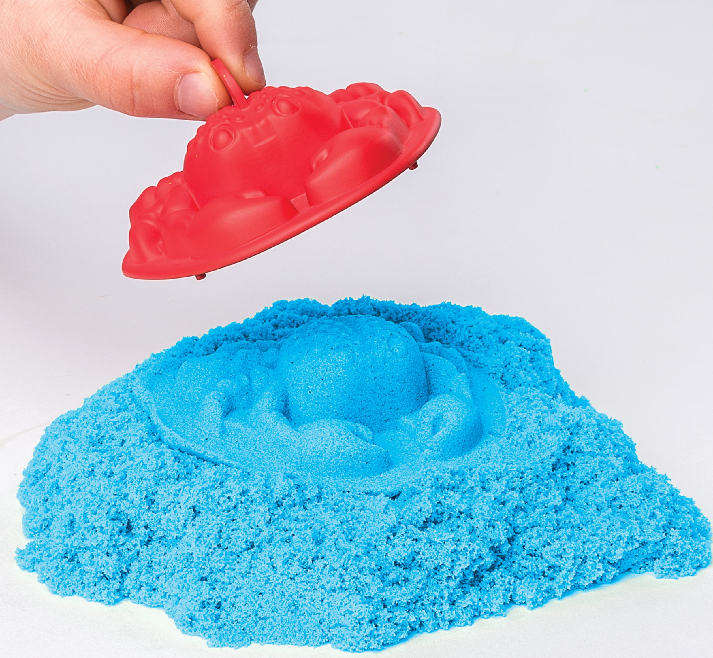 Kinetic Sand, Sandbox Playset with 1lb of Blue Kinetic Sand and 3 Molds, for Ages 3 and up