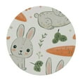 thumbnail image 2 of PIKWEEK  Round Vinyl Fitted Tablecloth with Flannel Backing Elastic Table Cloth Waterproof Oil-Proof Plastic Table Cover White Rabbits Hugging Carrots Round Tablecloth, 2 of 7