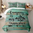 thumbnail image 2 of Erosebridal Happy Camping Camper Twin Quilt Set, Camp More Worry Less Print Twin Coverlet Set, Turqoise, 2-Piece 1 Bedspread and 1 Pillowcase, 2 of 7