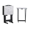 thumbnail image 1 of Giles White Faux Marble Tray Table Set, 1 of 9