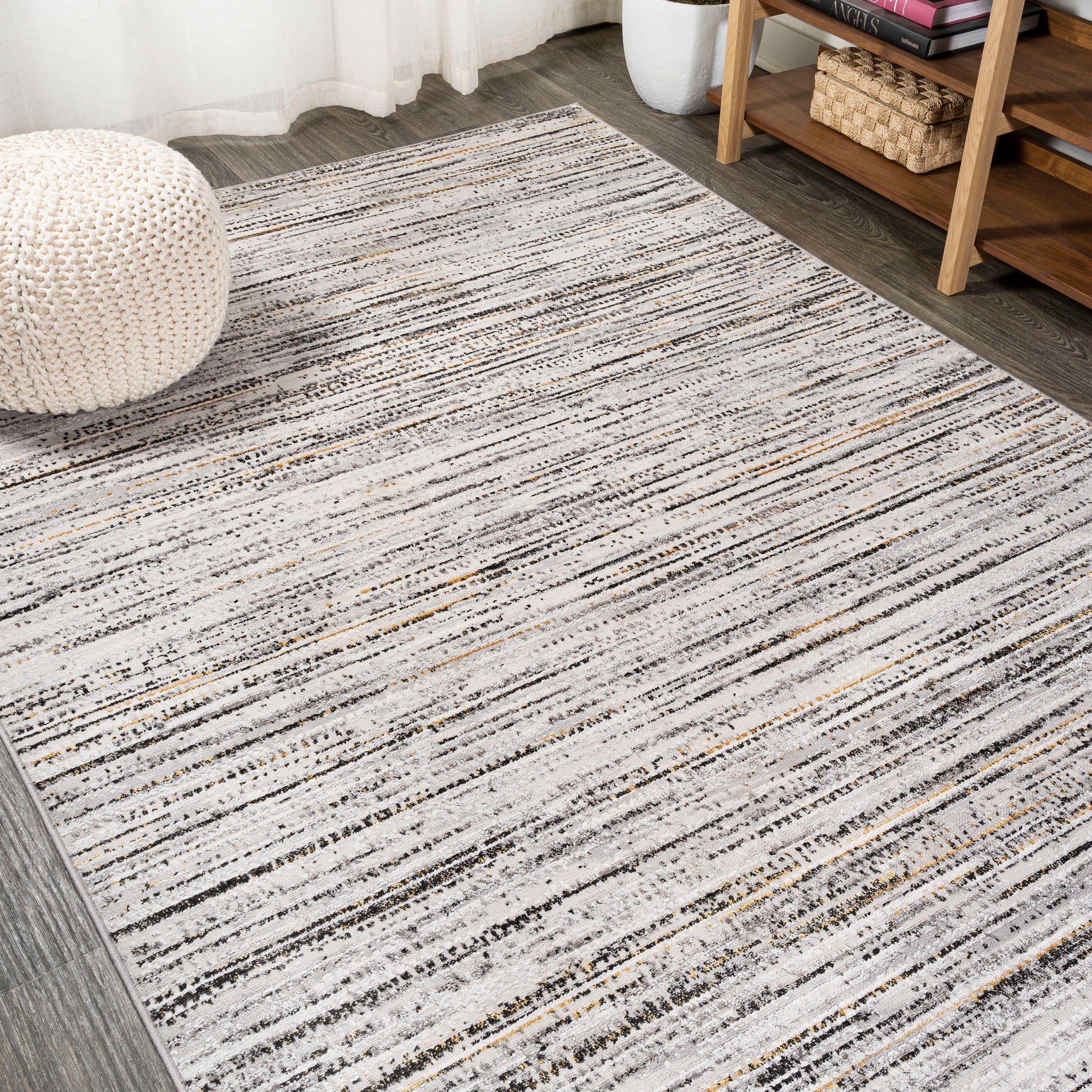 JONATHAN Y SILK ORCHID 4 x 6 Area Rug, Loom Strie - Gray/Black, SOR200A-4