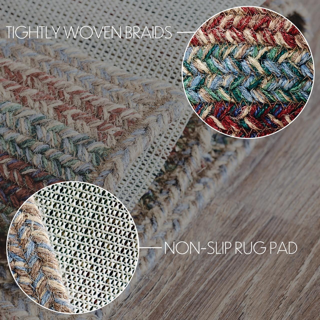 VHC Brands Multi Jute Rug Half Circle w/Pad 19.5x36