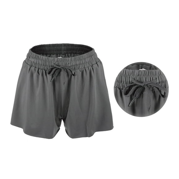 Vocoste 1Pc Women Flowy Running Shorts Casual High Waisted Workout Shorts Dark Grey Size L