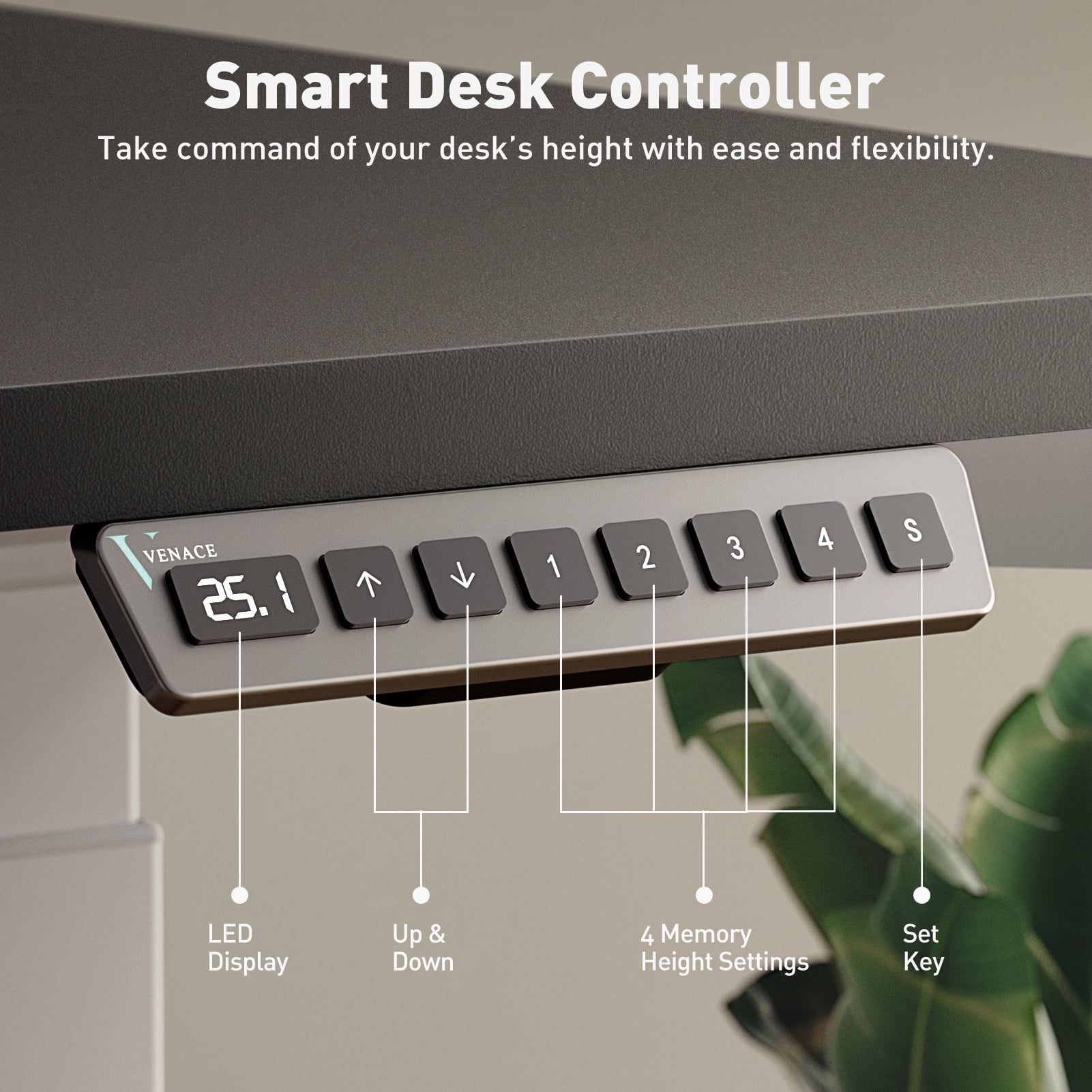 VVENACE Electric Standing Desk Frame, Double Motor Adjustable Stand Up Desk Base, 286 lbs Weight Capacity, Three Section Column Computer Desk for Home and Office (White Frame only)