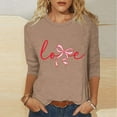 thumbnail image 2 of RKSTN Valentines Gift 3/4 Length Sleeve Womens Tops Oversized Crewneck Valentine Day Loves Heart Graphic Print Short Sleeve T Shirt Womens Casual Plus Size Round Neck Three Quarter Sleeve Tee Shirt, 2 of 6