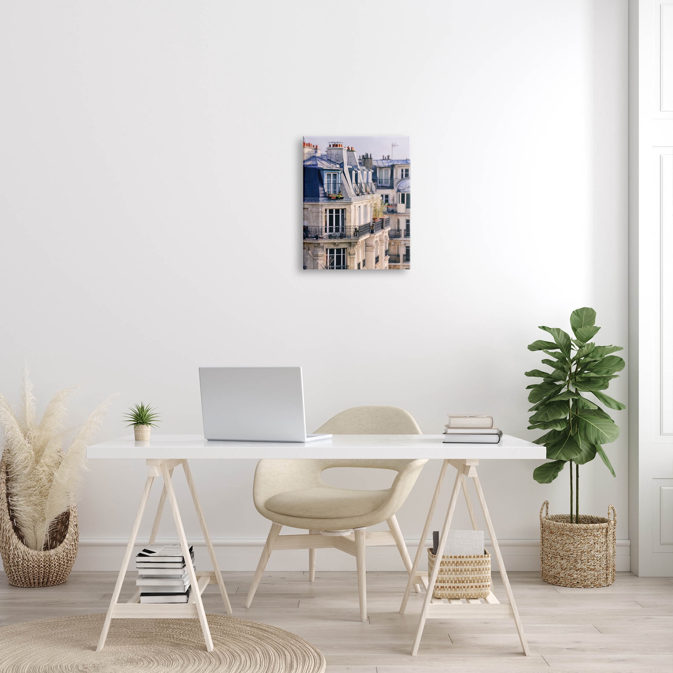 Parisian Architecture Buildings Town & City Photograph Gallery Wrapped Canvas Print Wall Art