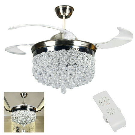 

Modern Retractable Blades Ceiling Fan Light LED Chandelier Fixtures 42 for Room