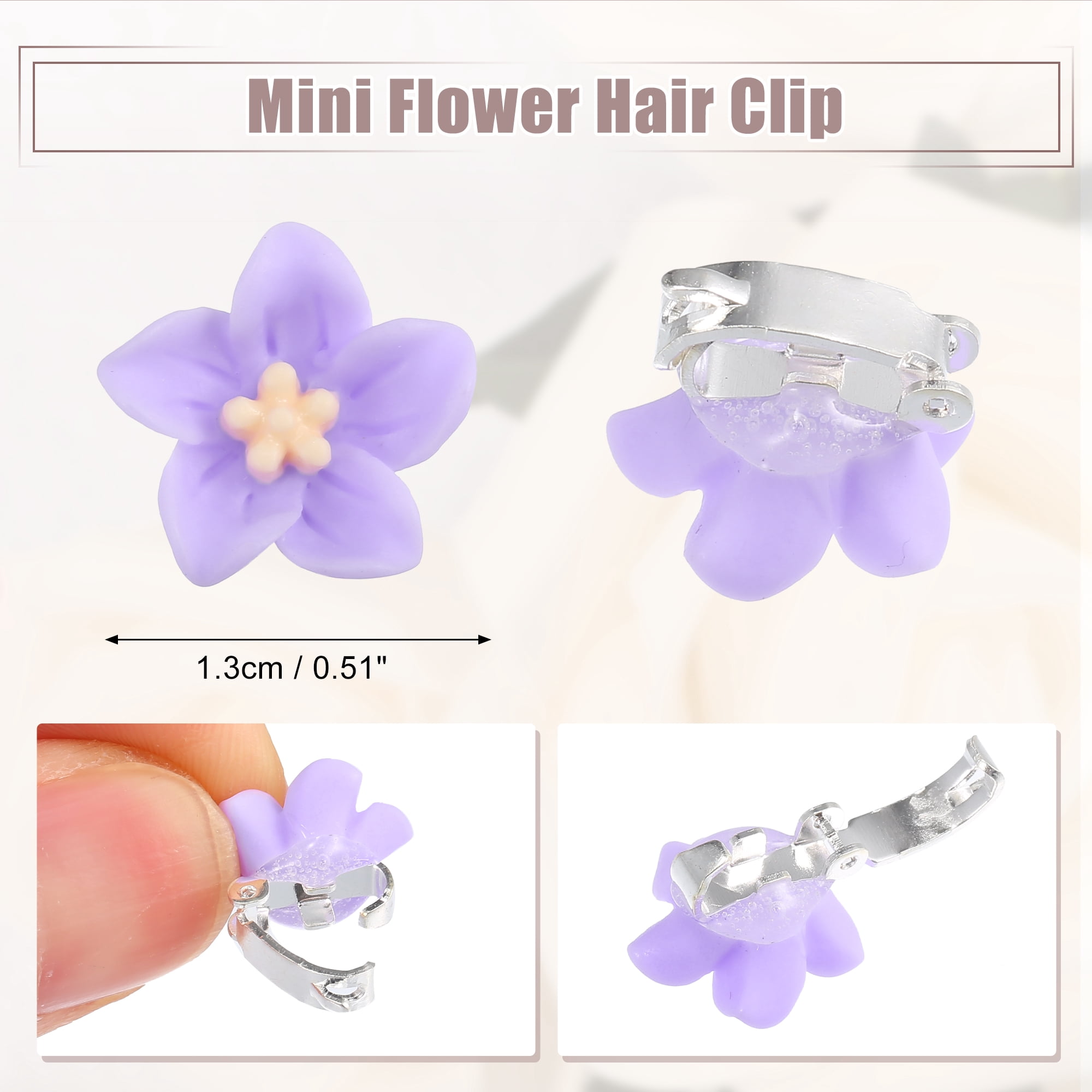 Unique Bargains 20Pcs Small Cute Flower Hair Clips Purple