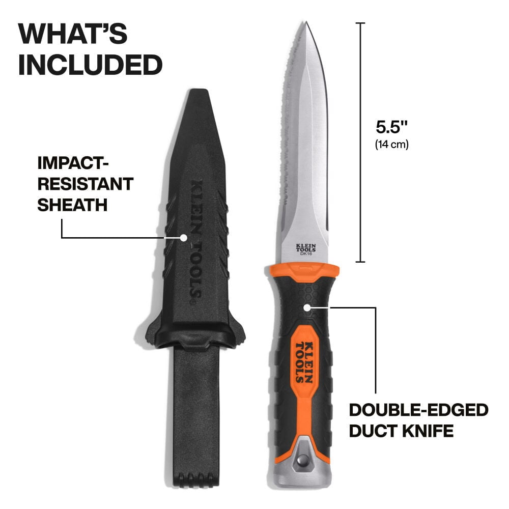 Klein Tools Double-Edged Duct Knife, 5-1/2-Inch