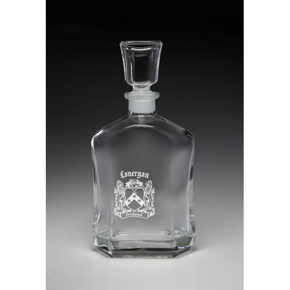 Lonergan Irish Coat of Arms Whiskey Decanter (Sand Etched)