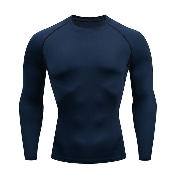 sweethay Ropa interior térmica para hombre, medias elásticas deportivas de secado rápido, para esquiar, correr, capas Base cálidas, ropa deportiva de Camisetas XL Azul marino sweethay AP013385-18