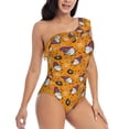 thumbnail image 3 of Gaeub Halloween Witches Gnome Women's One Shoulder Ruffle Tummy Control Swimwear for Swimming Surfing Beach Party - Large, 3 of 8