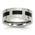 thumbnail image 1 of Bague Plate en Caoutchouc Noir en Acier Inoxydable 8mm Brossée Taille 12.5, 1 of 7