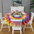 thumbnail image 2 of Rainbow Tie Dye Spiral Layer Pattern Round Tablecloth 60"x60",Wrinkle Wipeable Table Cloth for Kitchen Dining Room Picnic Patio Party, 2 of 6