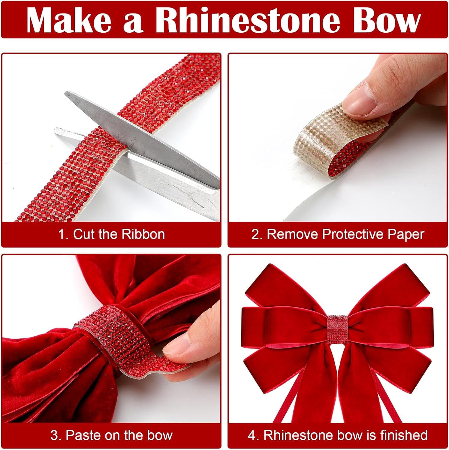 Dalrosia 6PCS Velvet Bows for Christmas Tree Large Velvet Christmas Wreath Bows with Clip Rhinestone Ribbon,Xmas Tree Topper Ornament for Home Indoor Outdoor Decoration