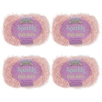 Worsted Weight Dish Scrubby Sparkle Yarn, 50g Per Skein, 4 Skeins Color 107 Pink