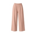 thumbnail image 4 of PWPSG Womens Wide Leg Capri Pants, High Waist Elastic Waistband, Breathable Material and Side Pockets for All Day Comfort Fit Pink L, 4 of 6
