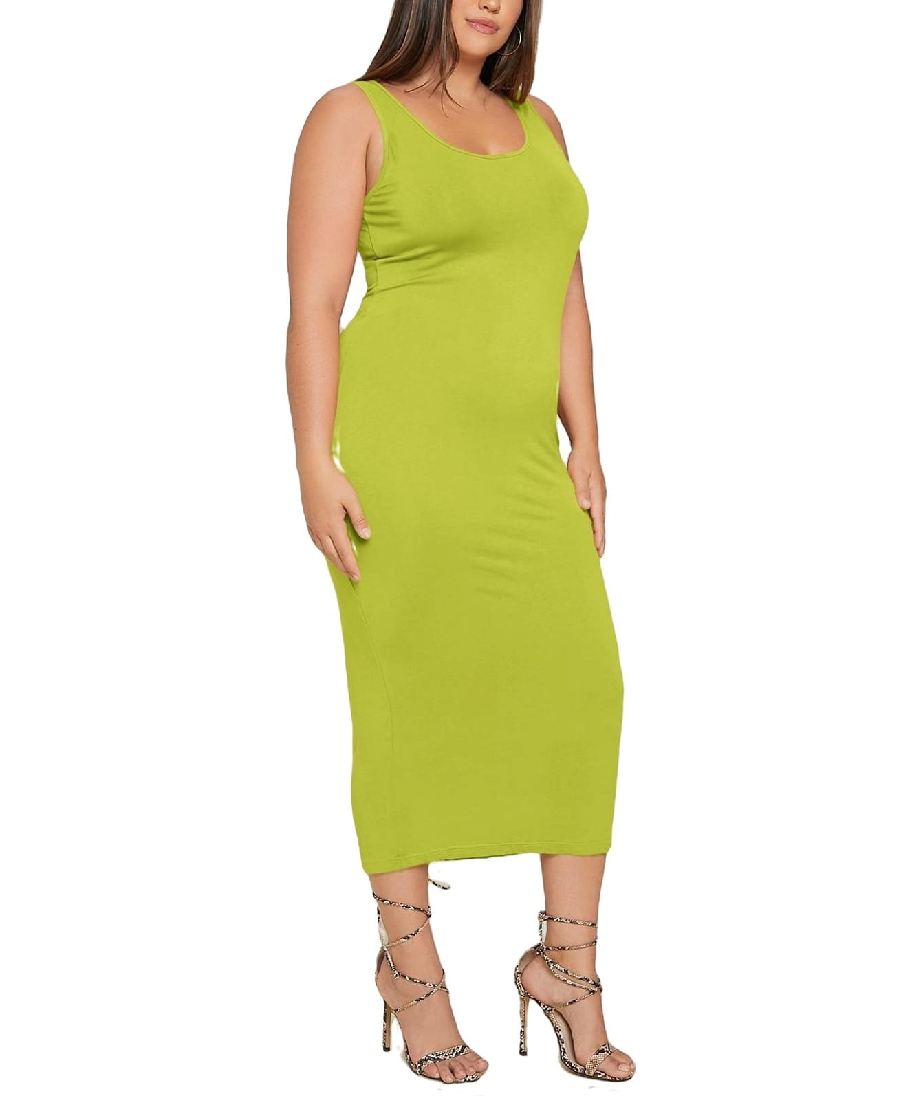 Elegant Solid Scoop Neck Tank Lime Plus Size (Women's Plus) - Walmart.com
