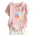 thumbnail image 1 of Camisas de Manga Corta para las Mujeres, Blusa de Botón de Impresión Casual con Cuello Redondo Hecha de Tela Suave Transpirable para Verano Primavera, Blusas de Manga Corta para las Mujeres, 1 of 4
