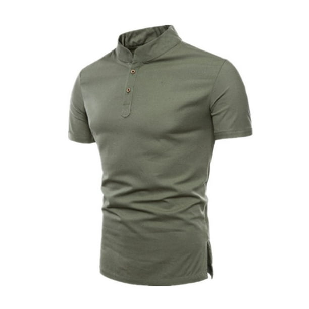 pstuiky camisetas de hombre, Suéter casual de manga corta con cuello alto y diseño liso cómodo para hombre ropa de hombre xxl