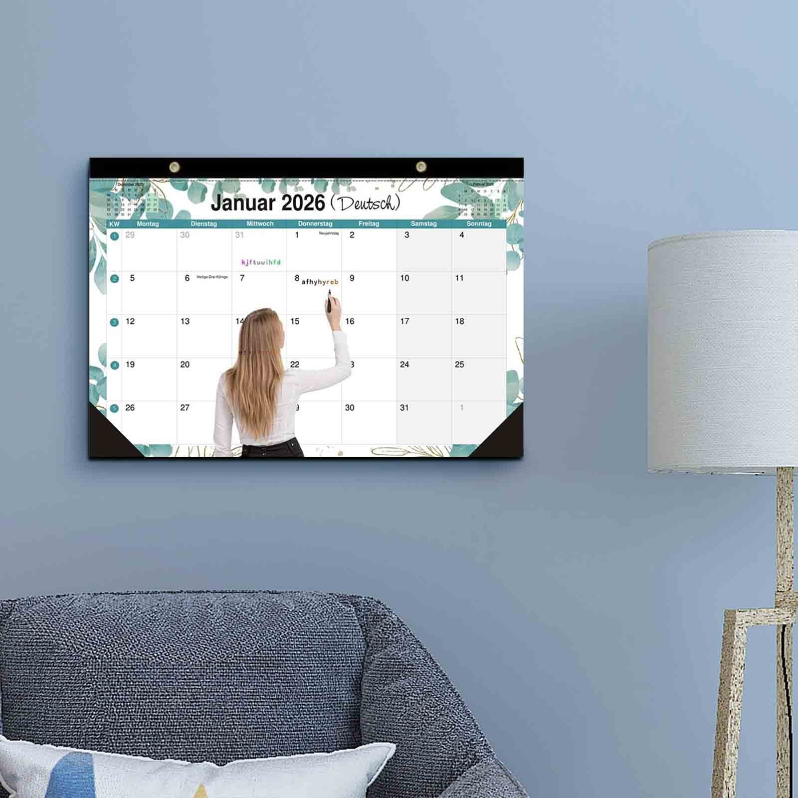 Cadorn 18-Month Wall Calendar Jan 2026 - Jun 2027, Spiral Binding with Hanging Hook, Monthly Weekly Planner for Home Office Organization