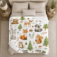 thumbnail image 4 of Cute Forest Animals With Pine Trees Flannel Blanket, Watercolor Woodland Home Decor For Bedroom, Nursery And Playroom, Cozy Birthday Gift For Kids And Animal Lovers, 4 of 7
