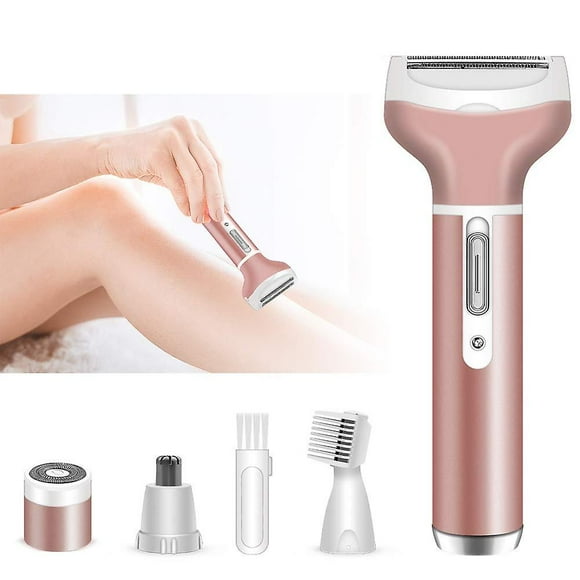 QUETO Rasoir électrique pour femme, Rasoir électrique pour femme, 4 en 1 rechargeable sans fil, indolore, humide et sec, épilateur pour bikini, pour Soutiens-Gorge de ligne de bikini