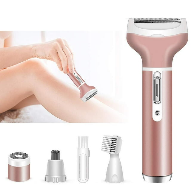 QUETO Rasoir électrique pour femme, rasoir électrique pour femme, 4 en 1 rechargeable sans fil, indolore, humide et sec, épilateur pour bikini, pour bras de ligne de bikini