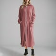 thumbnail image 2 of Kaemgyyd Robe for Women Fall Winter Warm Zipper Bathrobe Ribbed Long Sleeves Full Length Loungewear Sleepwear with Pockets, 2 of 6