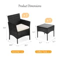 thumbnail image 4 of G-ocean 3 Pcs Outdoor Patio Conversation Wicker Furniture Set with Cushions and Tempered Glass Table for Outdoor, Garden, Porch, Black, 4 of 6