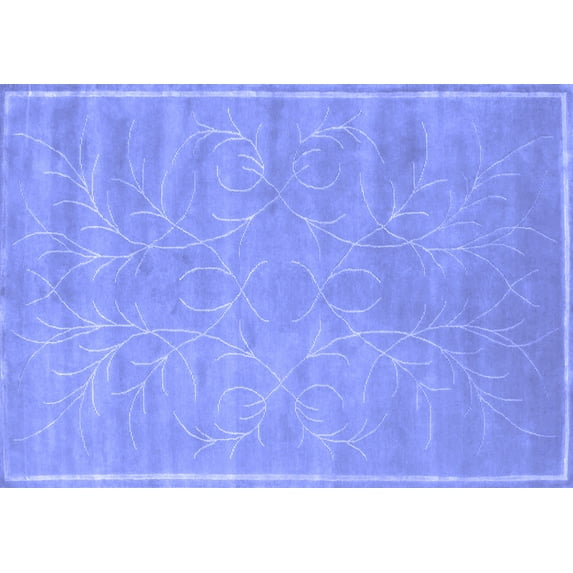 Ahgly Company Machine Washable Indoor Rectangle Abstract Blue Contemporary Area Rugs, 8' x 10'