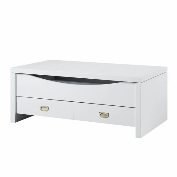 ACME Ramiel 2-Drawer Wooden Coffee Table in High Gloss White
